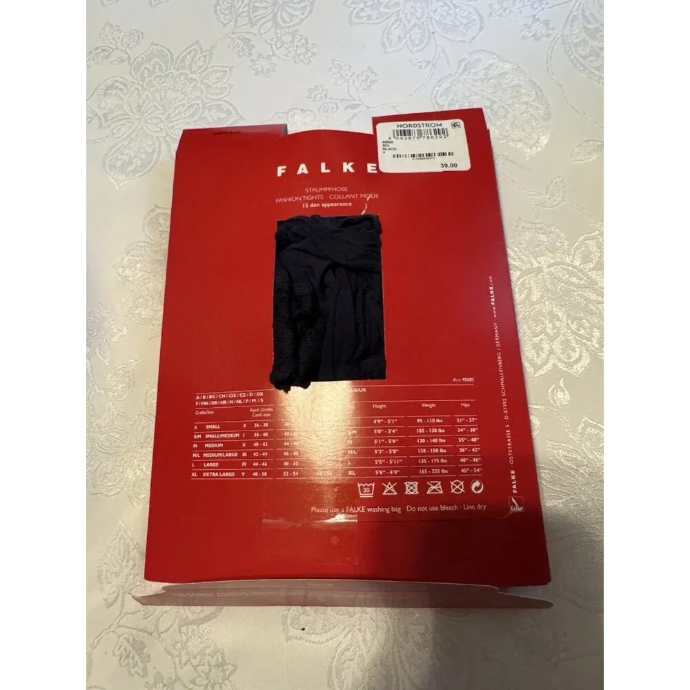 New Women's FALKE 40685 Marine Fashion Prime Navy Dot Tights 15 DEN Size S